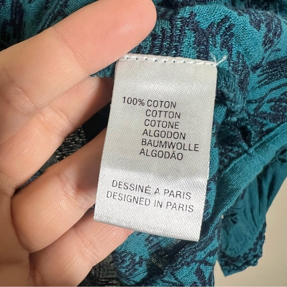 Anthropologie Antik Batik Embroidered Boho Blue Peasant Blouse Size Small - Picture 6 of 10